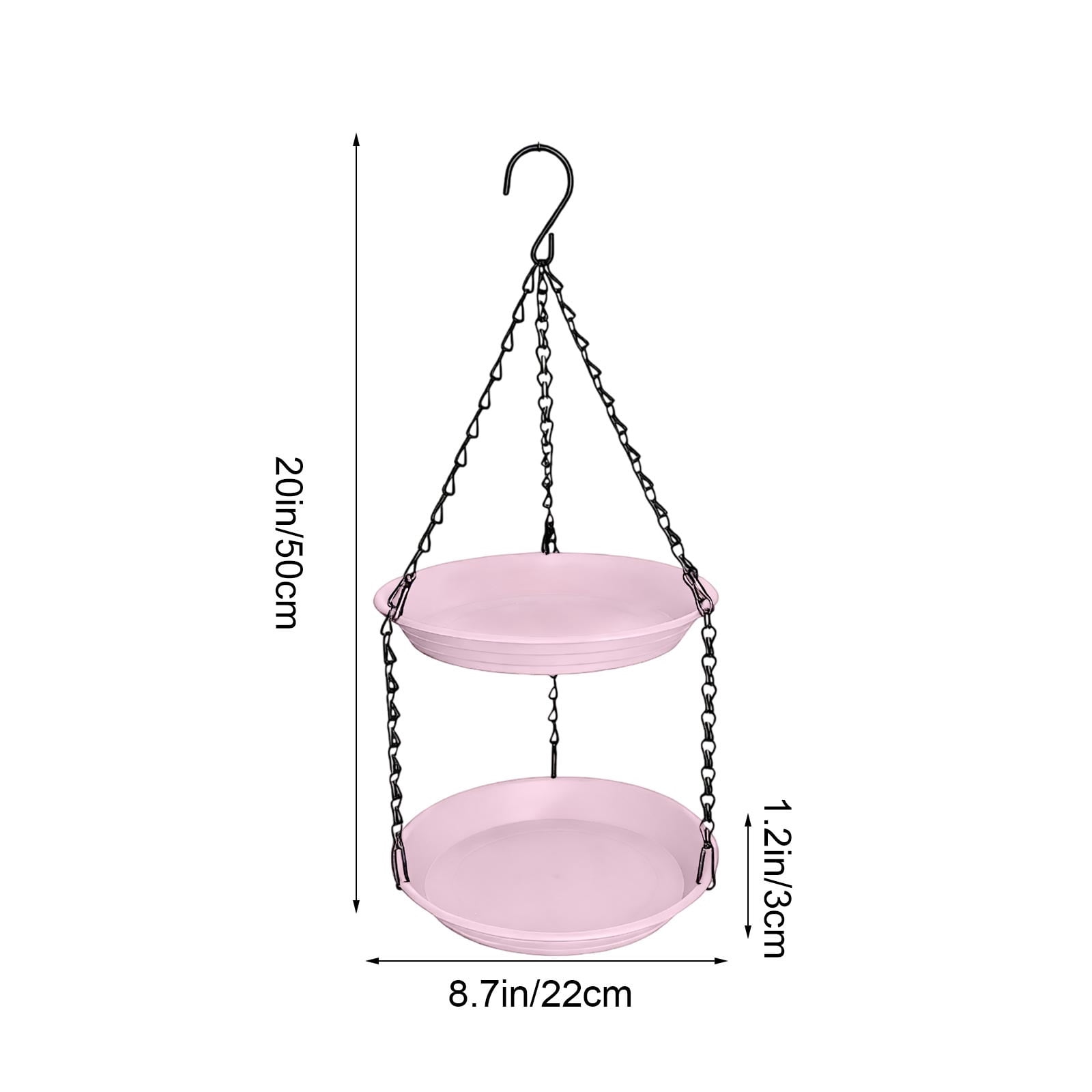 Double Layer 2-in-1 Hanging Bird Feeder with Water Basin, Weather Resistant Plastic Outdoor Wild Bird Feeding Station for Garden, Backyard, Pink