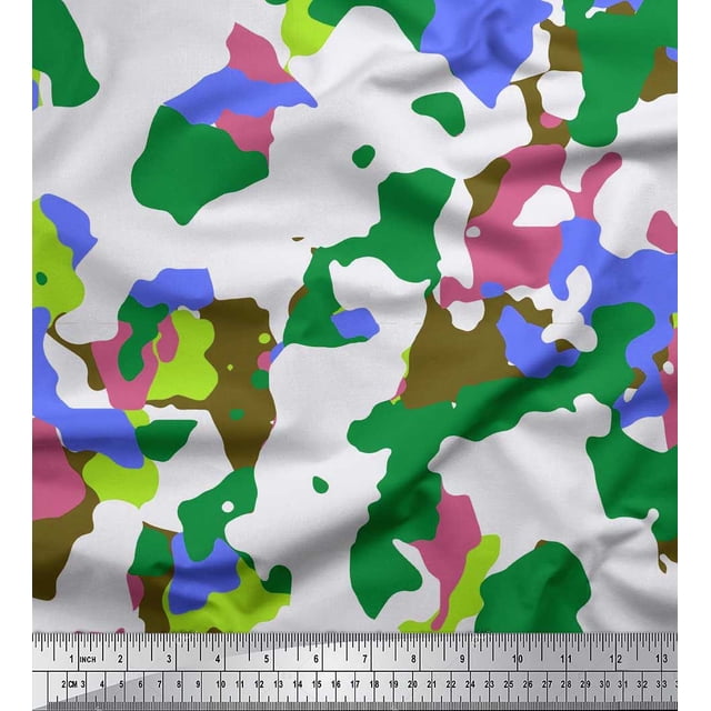 Soimoi Cotton Voile Fabric Multicolor Camouflage Print Fabric by Yard 56 Inch Wide