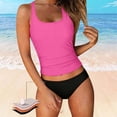 thumbnail image 2 of Erwazi Women's 2 Piece Tankini Set Solid Crew Neck Tank Top Padded Bra Top and Swim Bottoms Bathing Suit, 2 of 6