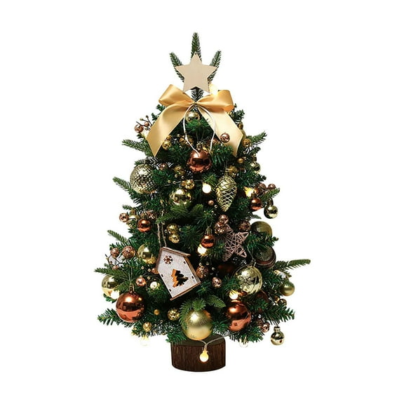 Mini Christmas Tree with Light 18 Inch Table Top Xmas Tree with Hanging Ornaments Gift Boxes Star Treetop Xmas Wreath Small Artificial Winter Tree for DIY Christmas Decorations (Green)