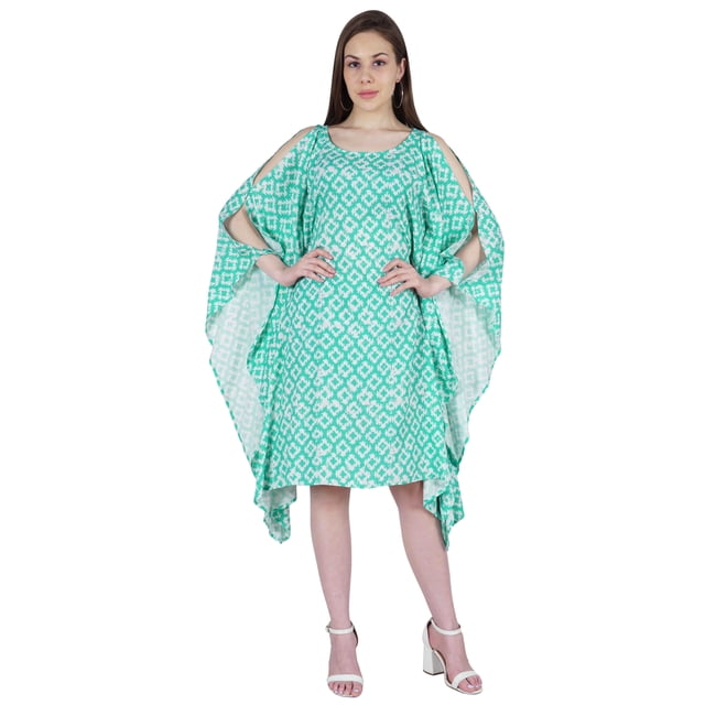 Moomaya Caftan à Épaules Dénudées Imprimé, Paréo pour Femmes, Robe d'Été, Robe Caftan
