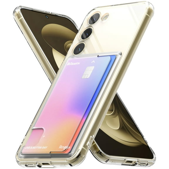 Ringke Fusion Card [Transparent Wallet] Compatible with Samsung Galaxy S23 5G Case, Hard Back with Build-in Card Slot Holder Phone Cover for Women, Men - Clear