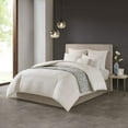 thumbnail image 2 of N Natori Hanae 3 Piece Cotton Blend Duvet Set Yarn Dyed Bedding Cover, Full/Queen Size, White, 2 of 4