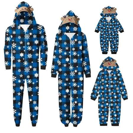 

Christmas Pajamas for Family Cute Reindeer Graphic Hooded Holiday Pajama Onsie Soft Cozy Xmas Sleepwear Pjs Matching Sets