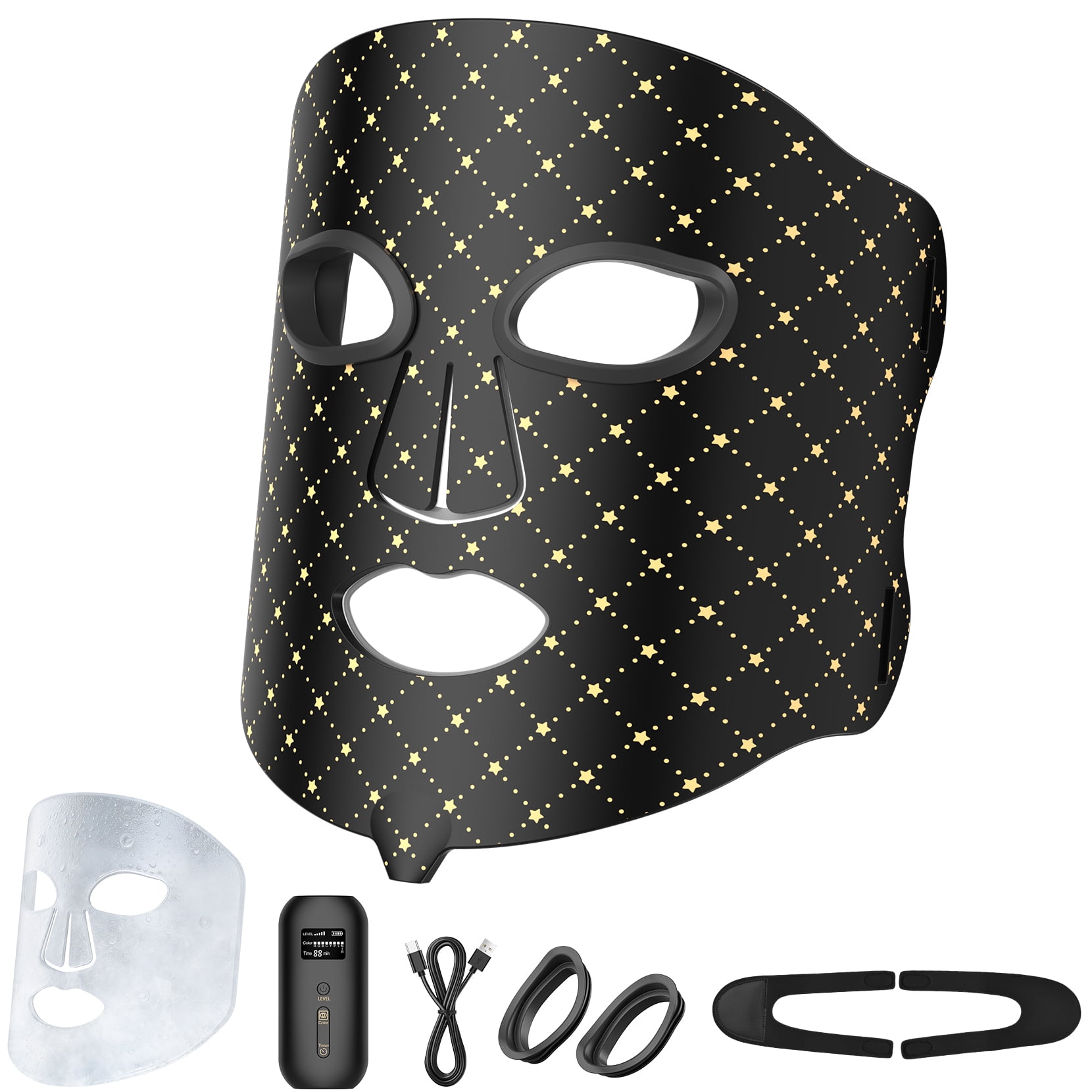 Red Light Therapy Mask for Face, Rechargeable LED Photon Face Mask for Face, Skin Tightening & Radiant Glow, Professional Home Skincare Device Black