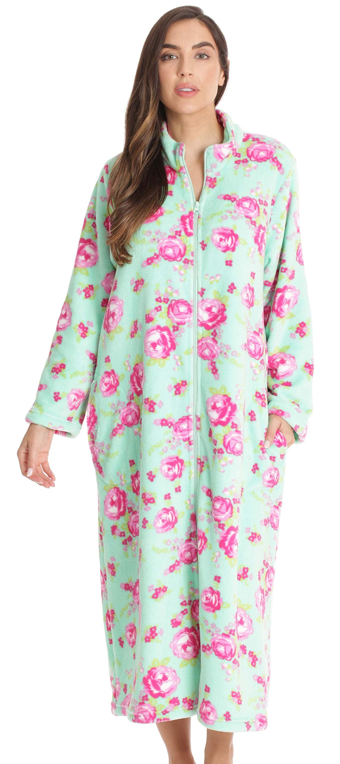 FOLUNSI Winter Bathrobes Womens Plush Zipper Lounger Robe Walmart Canada