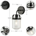 thumbnail image 3 of IVV Wall Lighting, 1 Light Matte Black Bathroom Light Fixtures, Metal Vanity Light with Clear Glass Shade, Vintage Industrial Wall Lamp for Indoor Mirror, Living Room, Hallway (Bulbs Not Included), 3 of 10