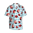 thumbnail image 3 of Xecao Flowers and Lady Bugs print Hawaiian shirt - a stylish short-sleeve button-down for men, perfect for casual beach and tropical outings., 3 of 9