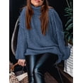 thumbnail image 3 of Suéter PRETTYGARDEN Otoño 2025 Cuello Alto Tejido Grueso Azul Talla M, 3 of 8