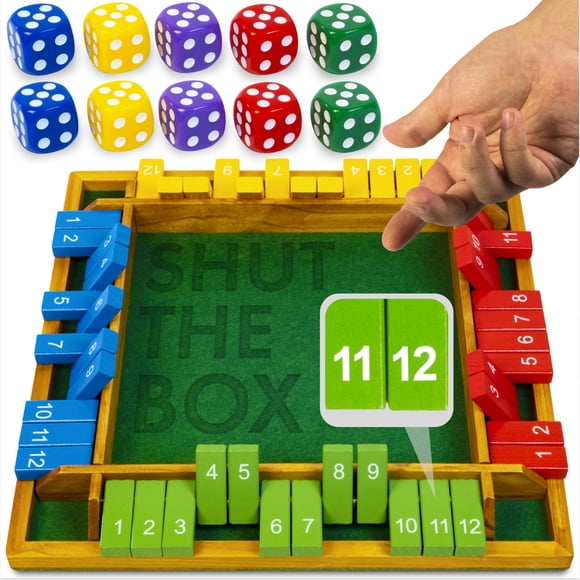 Tablero de madera Shut The Box Game para 4 jugadores, 35 cm