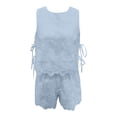 thumbnail image 4 of DHFJKG Women Boho 2 Piece Sets Summer Beach Clothes Lace Hallow Out Sleeveless Tank Tops And Shorts Vacation Outfits, 4 of 4