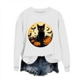 thumbnail image 3 of Dazajoo Black Cat Halloween T Shirt for Women Long Sleeve Festival Funny Tops Lightweight Crew Neck Graphic Tees,White,XXL, 3 of 7
