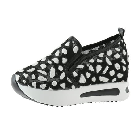 

MIASHUI Women s Flats Shoes Breathable Mmesh Sequin Decoration Thick Soled Sports Rocking Shoes Casual Shoes Black 8