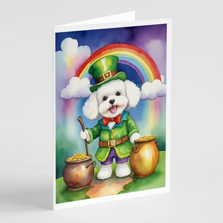 Bichon Frise St Patrick's Day Greeting Cards Pack of 8 7 in x 5 in