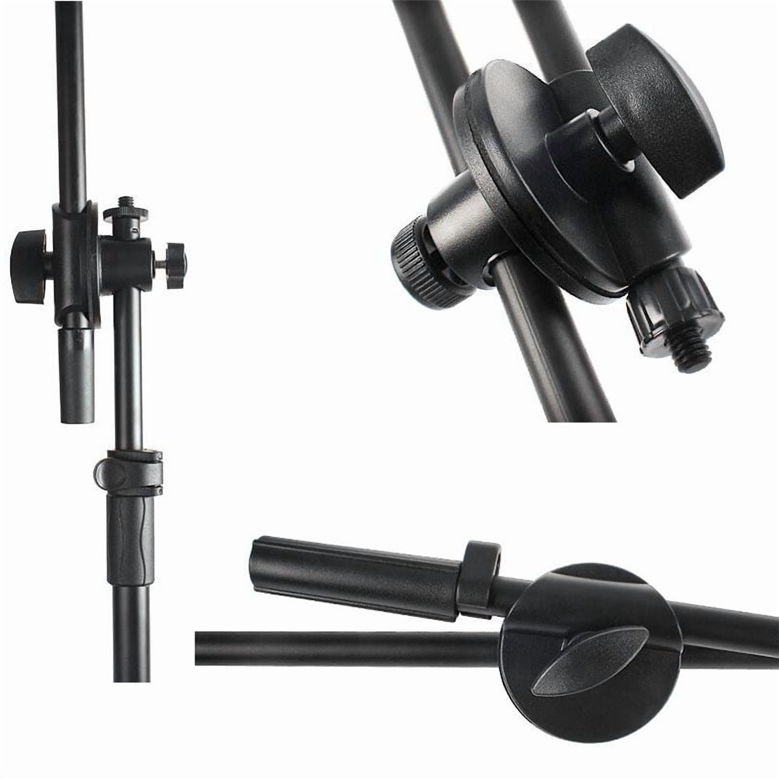 INTSUPERMAI 360° Rotating Microphone Stand Holder Dual Mic Clip Boom Arm Foldable Tripod