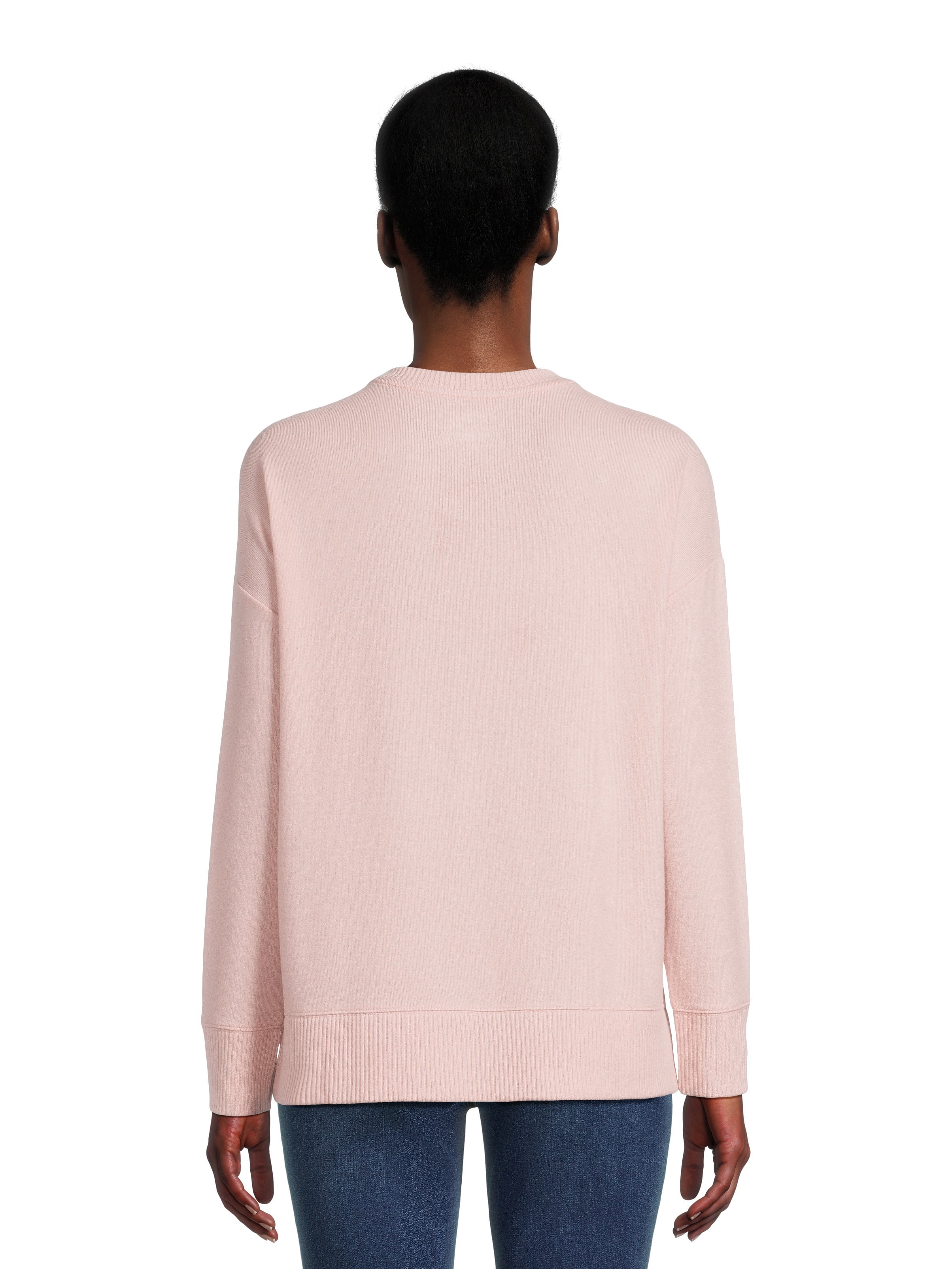 Time and Tru Women's Hacci Knit Pullover with Long-Sleeves, Single and 2-Pack, Sizes XS - XXL