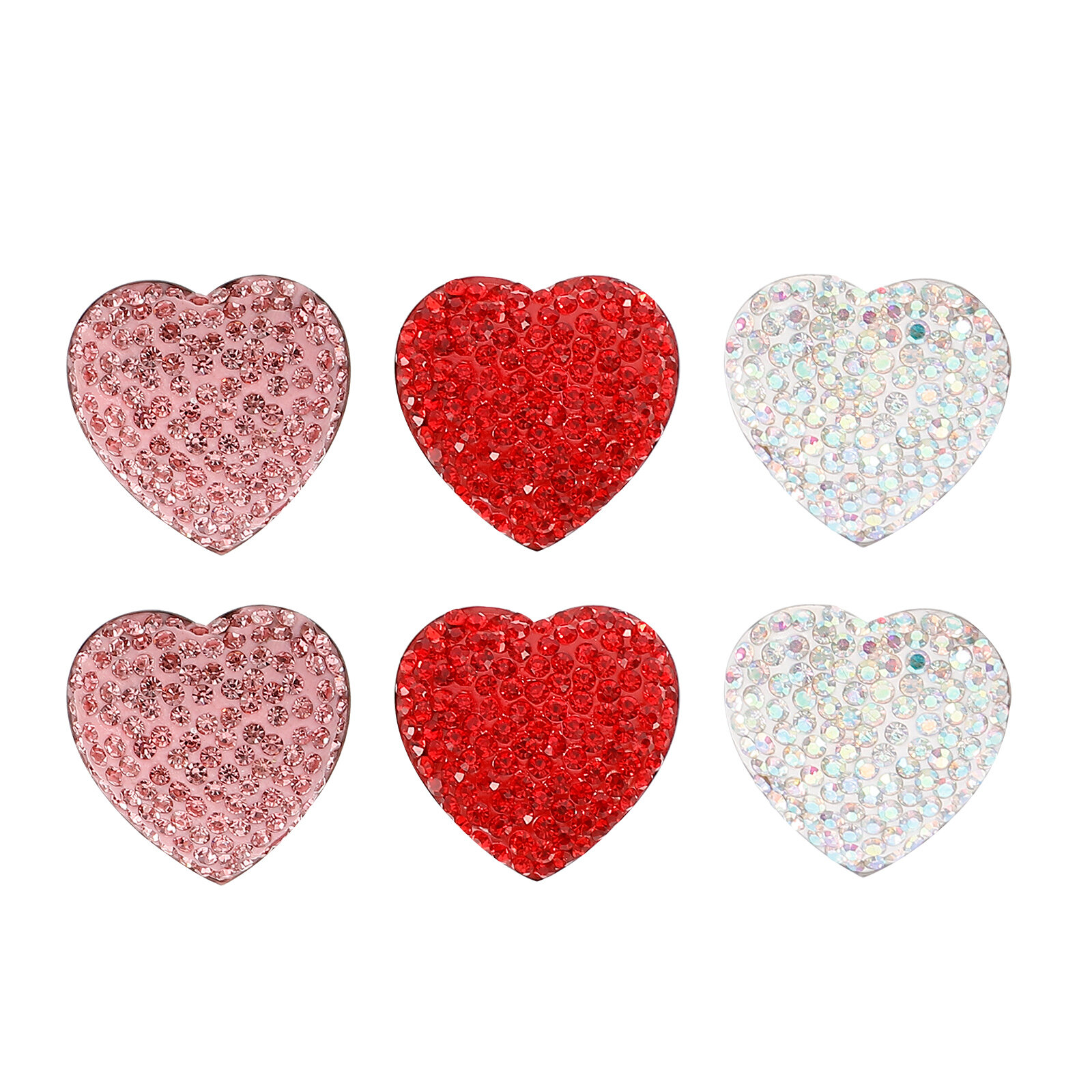 6pcs Heartshaped Rhinestone Decal Stainless Steel Refrigerator