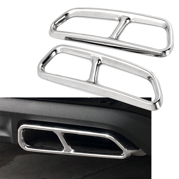 BFY 2Pcs Car Steel Rear Exhaust Muffler Tail Pipe Cover Silver Decorative Trim For Audi A6 S6 2015 2016 2017 2018