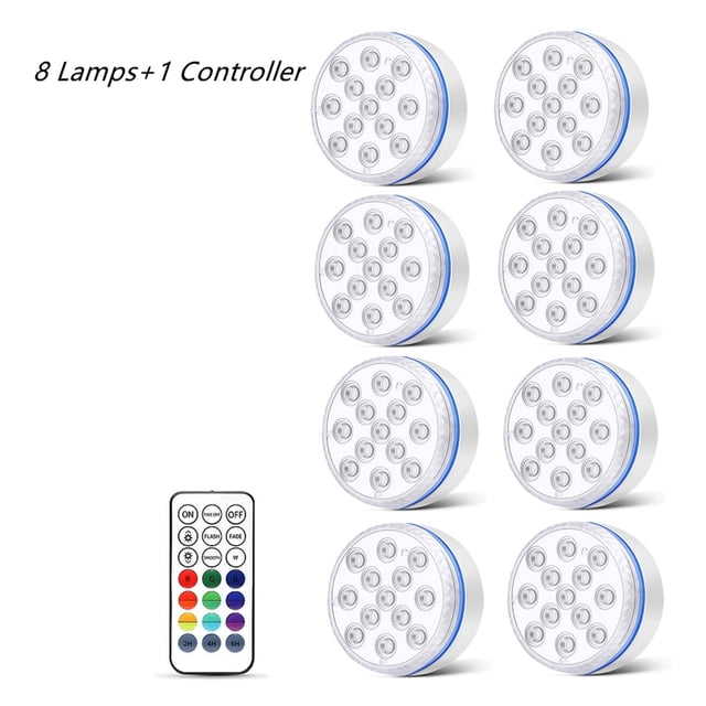 Updated Submersible LED Lights With Remote Underwater Pool Light IP68 Magnet 13 LED Bright Lamp RGB For Pond/Pool/Aquarium ,Easy to Install