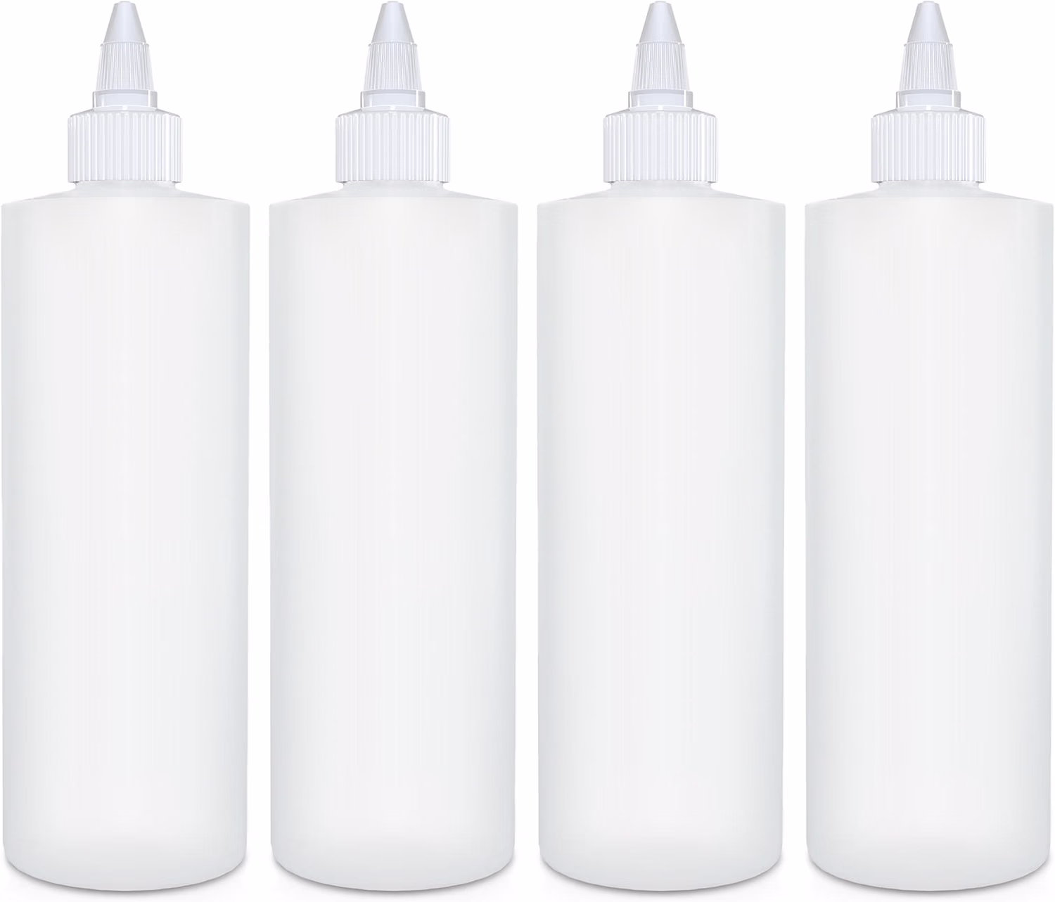BRIGHTFROM Condiment Squeeze Bottles, 16 OZ Empty Squirt Bottle with Twist Top Cap, Leak Proof - Great for Ketchup, Mustard, Syrup, Sauces, Dressing, Oil, Arts and Crafts, BPA FREE Plastic - 4 PACK