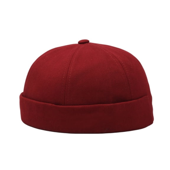 Cotton Docker Sailor Skull Cap with Rolled Cuff and Brimless Design, Retro Worker Cap for Men and Women in Classic Harbour Style, Versatile Beanie Watch Cap for Casual and Everyday Wear,Red