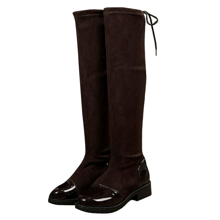 Flat Heel Suede Slouch Knee High Boots Leozcaa Women's Knee