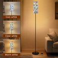 thumbnail image 2 of Floor Lamp for Living Room with 3 Color Temperature Vintage Camelia seamless pattern Spring flowers Modern LED Standing Lamp，Minimalist Tall Lamp with linen lamp shade, 2 of 5