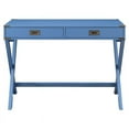 thumbnail image 3 of ACME Amenia Wooden Rectangular 2-Drawer Writing Desk with X-Shaped Base in Blue, 3 of 7