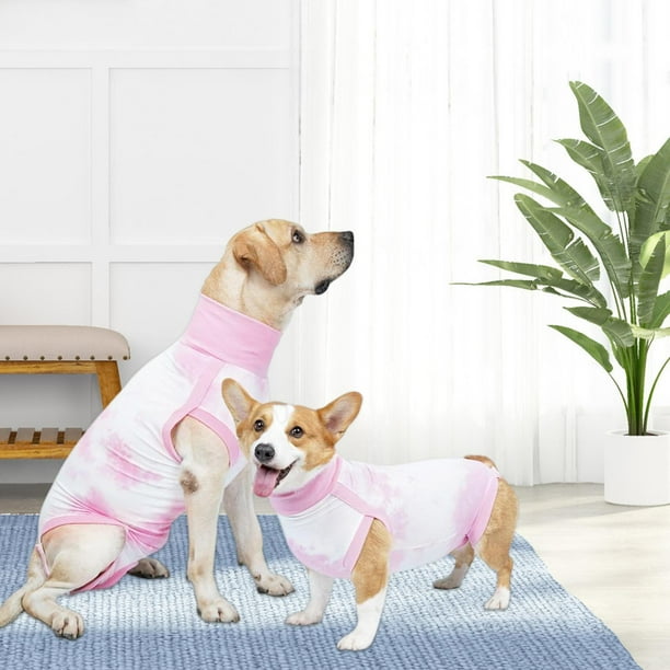 Traje de recuperación para perros perfecl protector de heridas abdominales Rosado S