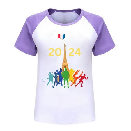 

Girls Tops Summer Short Sleeve Trendy Fans Gift Round Neck Fashion Casual Sports Style Children Tops