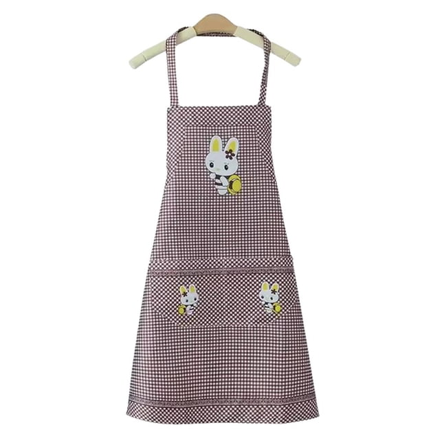 Wartleves Delantal de dibujos animados a prueba de aceite para mujer, delantal de cocina para cocinar, hornear, barbacoa con bolsillo T7
