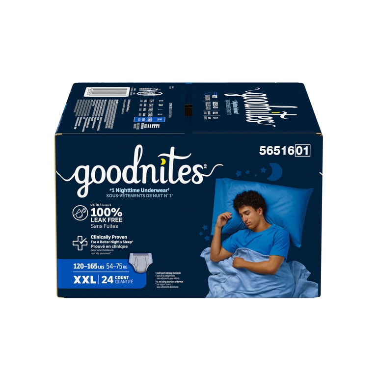 Goodnites Bedwetting Underwear for Boys XXL Size 120-165 lbs Goodnites Bedwetting Underwear for Boys XXL Size 120-165 lbs