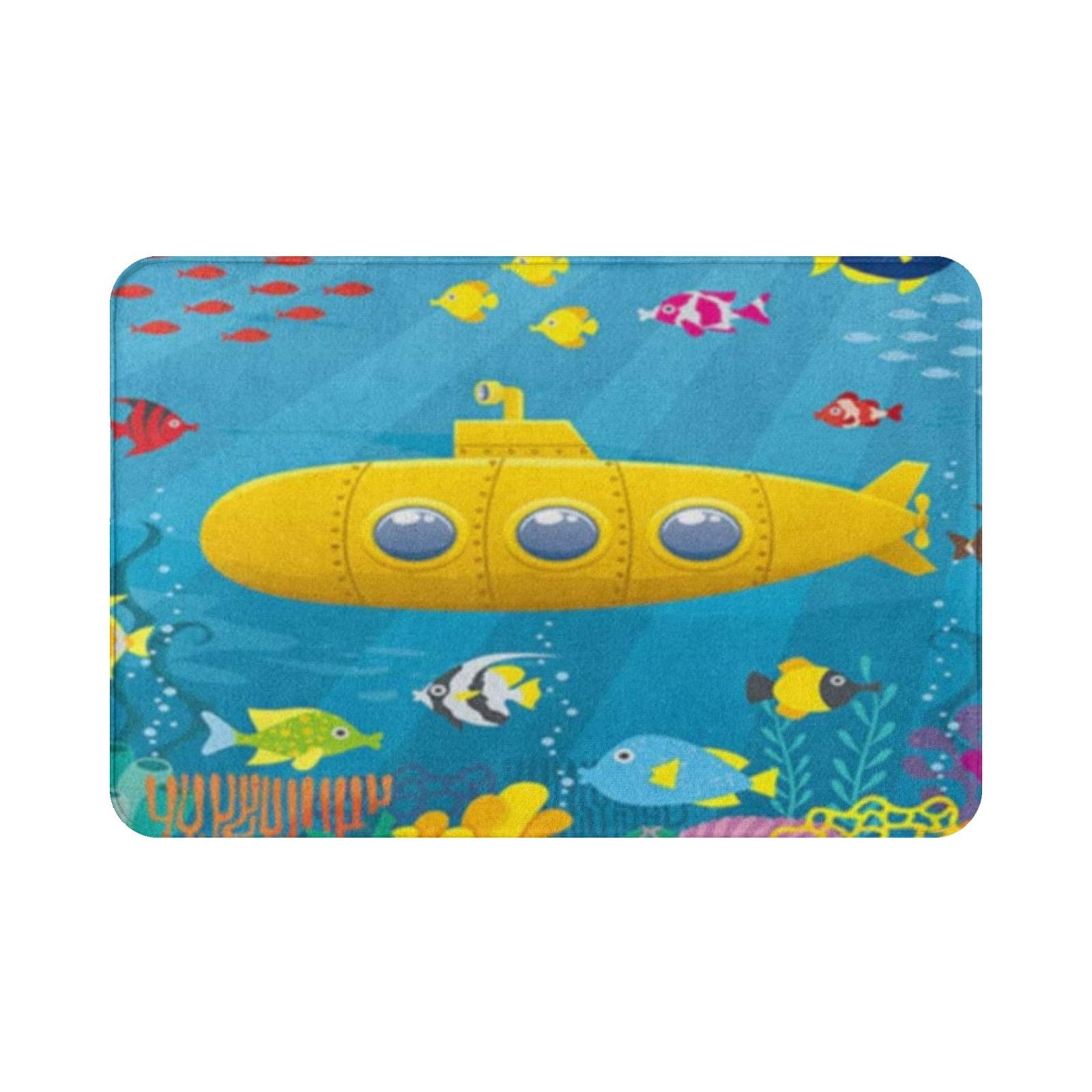 Yellow Submarine Washable Cover Floor Rug Carpets Floor Mat Bathroom
