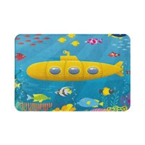 Yellow Submarine Washable Cover Floor Rug Carpets Floor Mat Bathroom Decorations 16x24 Inches