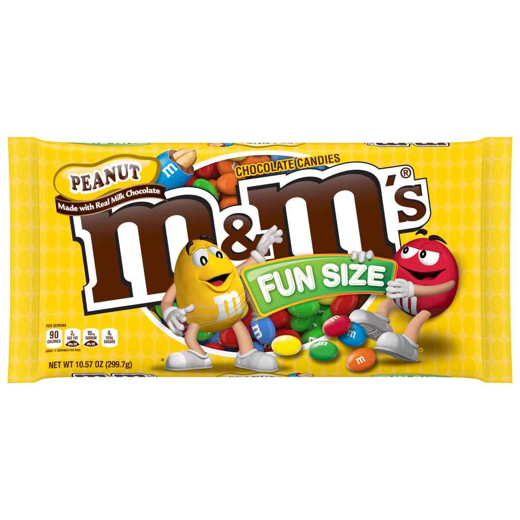 Mandms Peanut Chocolate Candy Halloween Fun Size 10 53 Oz Bag