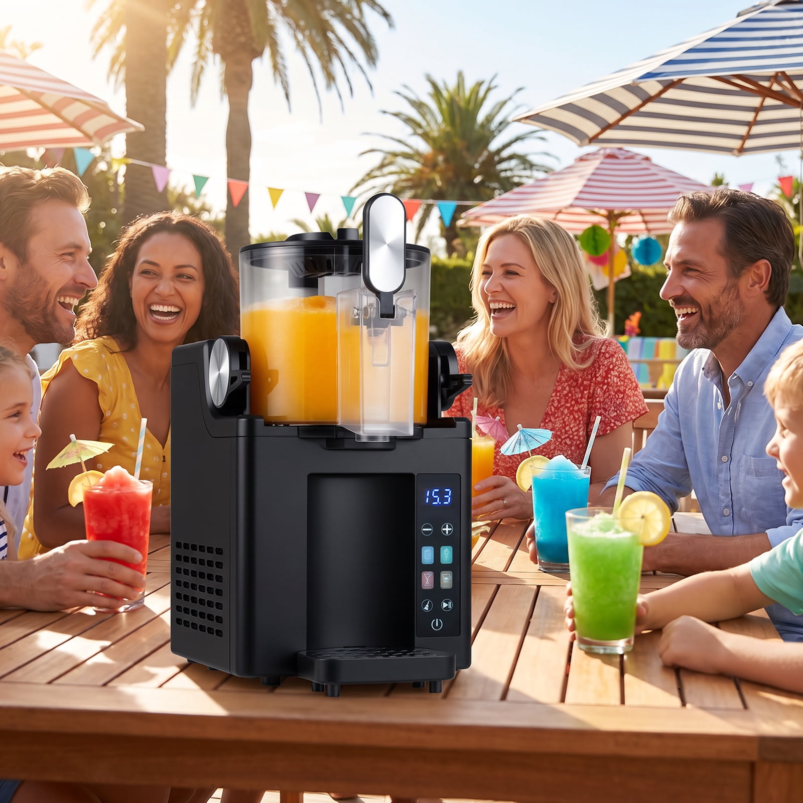 Costway Slushie Machine for Home, 68 oz Frozen Drink Maker & Slushy Machine, 4 Presets Black