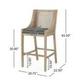 thumbnail image 5 of GDF Studio Oneida Rustic Fabric Upholstered Wood and Cane Barstools, Set of 2, Charcoal and Natural, 5 of 9