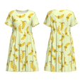thumbnail image 3 of Bixox Robe d'Été à Manches Courtes pour Femmes Robe Ample Longueur Genou avec Poches-Bananes, 3 of 7