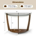 thumbnail image 3 of Gymax 2-tier Modern Half Moon Sofa Table w/Clear Glass Top & Open Shelffor Living Room Walnut, 3 of 10