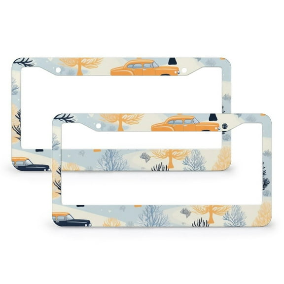 2 Pieces Christmas Police Car And Snow License Plate Cover Cool Police Car License Plate Cover Frame Quality Aluminum 2 Round Holes for Women Men US Vehicles Standard