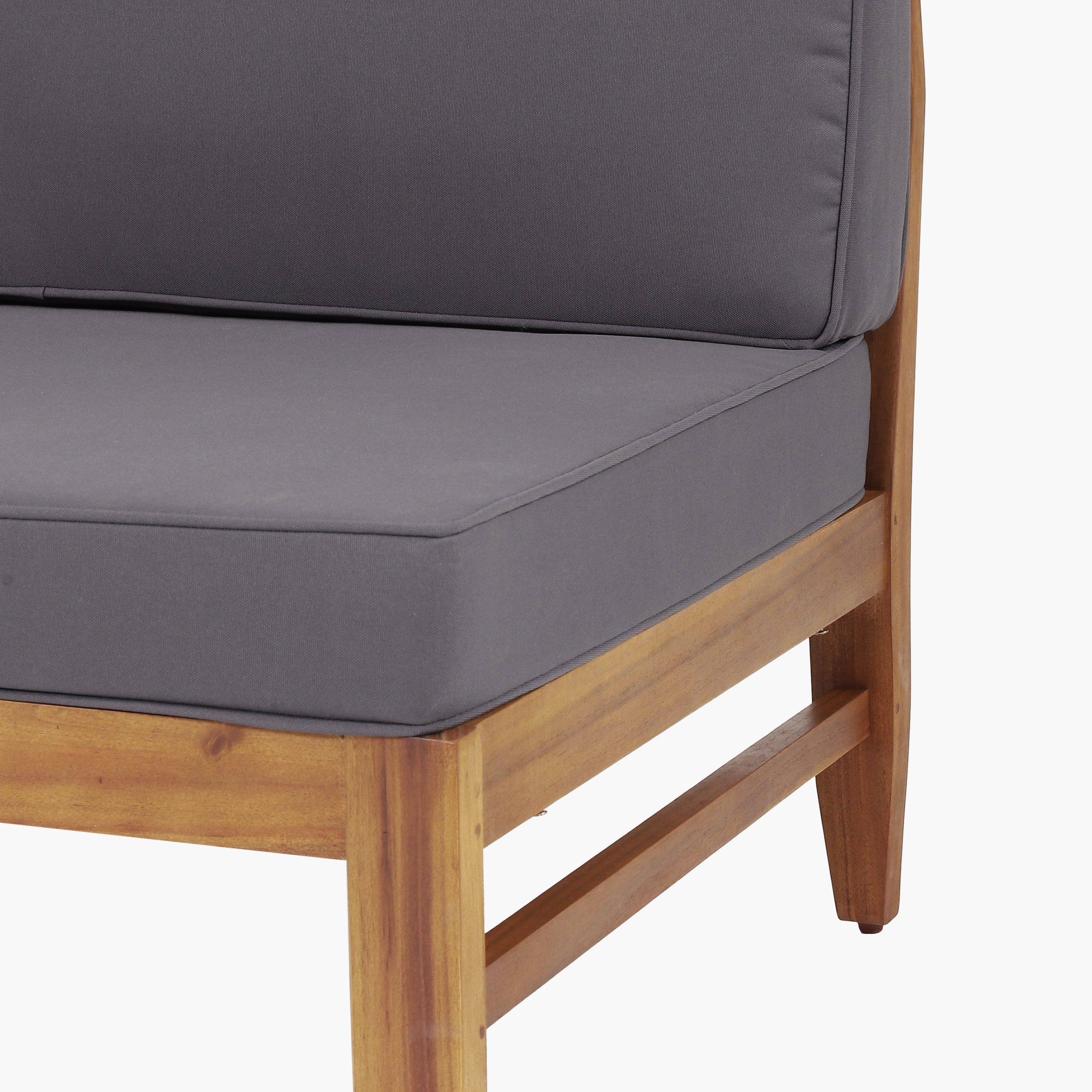 Sloane Acacia Wood Outdoor 5 Seater Sectional Chat Set with Cushions, Teak and Dark Gray