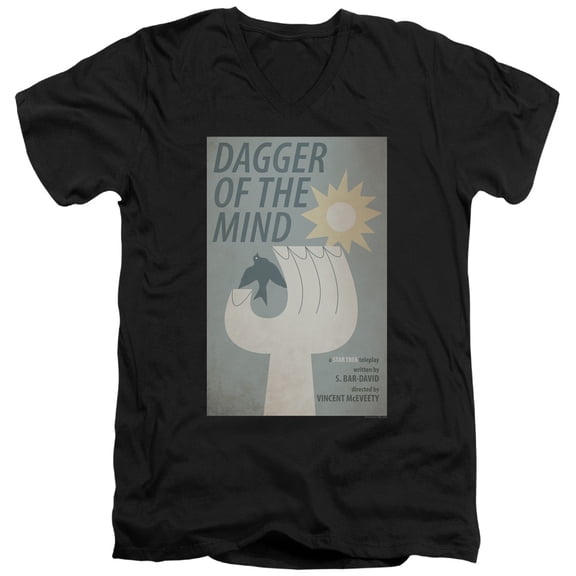 Star Trek Tos Episode 9 Adult V-Neck 30/1 T-Shirt Black