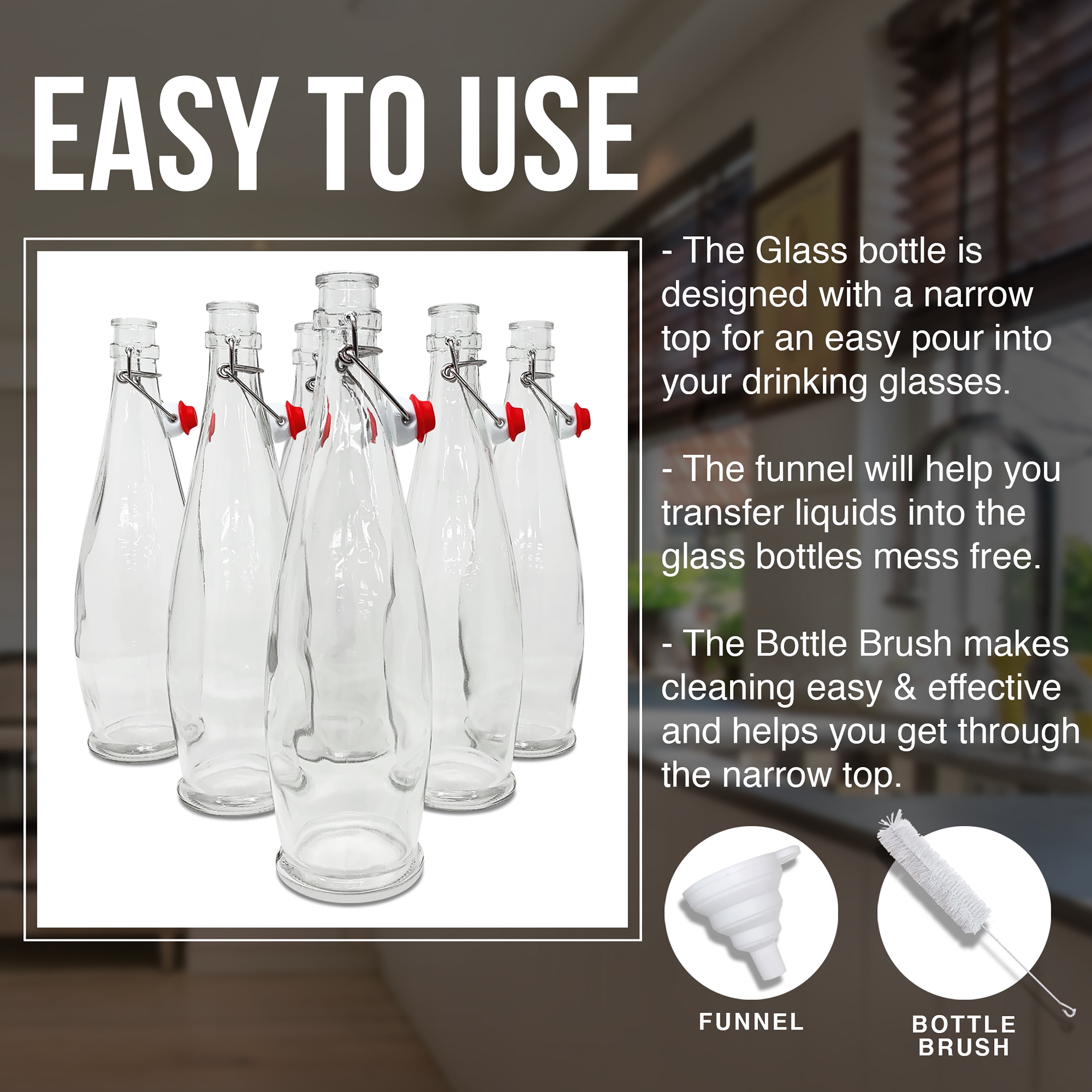 Nevlers 8.5 oz. Clear Glass Bottles with Swing Top Stoppers