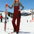 thumbnail image 2 of FRSASU Womens Ski Snow Bibs Pants Insulated Water Resistant Overalls Snowboarding Winter Waterproof Pants Women Red, 2 of 9