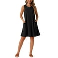 thumbnail image 1 of Vestidos de verano para mujeres INSPIRE CHIC, vestido de tirantes con estampado de teñido anudado, vestido casual de playa sin mangas, vestido suelto tipo camiseta con bolsillos, XL negro, 1 of 6