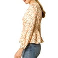 thumbnail image 4 of INSPIRE CHIC Women's Elegant Dots V Neck Smocked Ruffled Hem Peplum Top, 4 of 7
