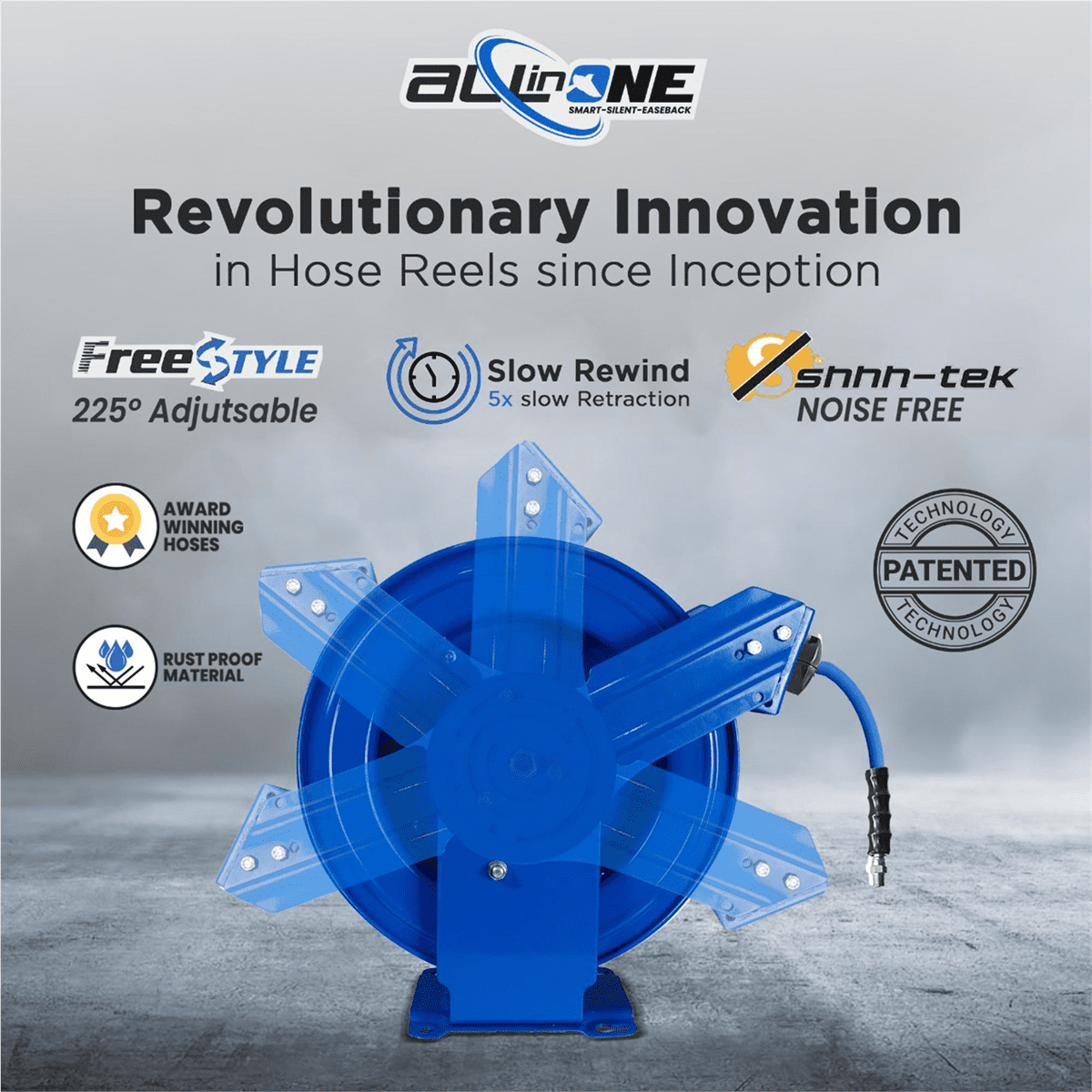 BluBird OilShield Heavy - Duty Air Hose Reel All - In - One 3/8 x 100