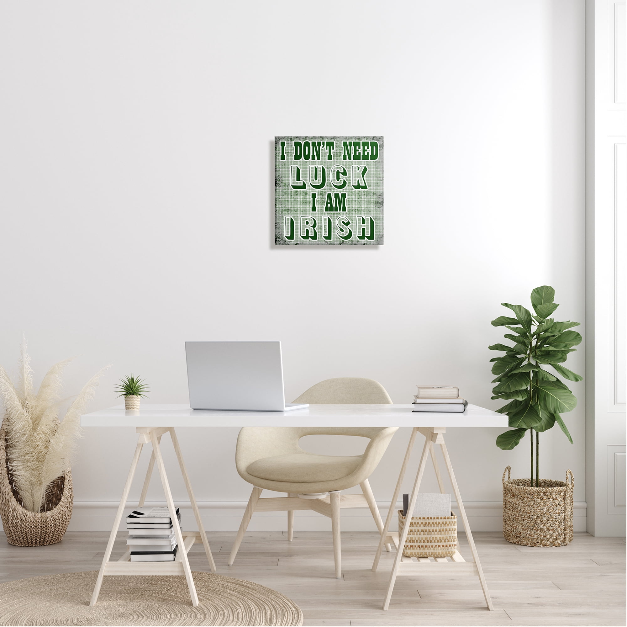 Stupell Don't Need Luck I'm Irish Funny Plaid Holiday Painting Gallery Wrapped Canvas Print Wall Art