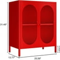 thumbnail image 3 of Small 2 Transparent Door Metal Storage Side Buffet Cabinet for Bed Room,Living Room,Entryway,Hallway,Home,Hotel,Office,Garage,Kitchen,1 Removable Shelf. (Transparent Door, Red), 3 of 16