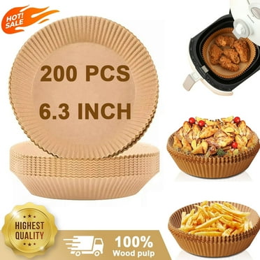 iFCOW 200PCS Air fryer Dispasable Paper Liner 6.3inch Non-Stick Parchment Airfryer Liners Oil-Proof Unbleached Baking Paper